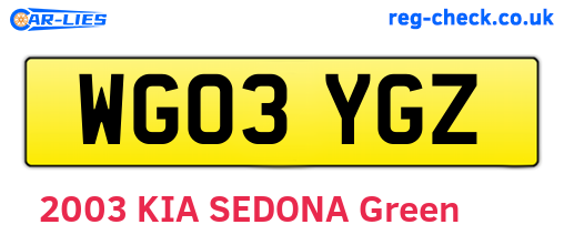 WG03YGZ are the vehicle registration plates.
