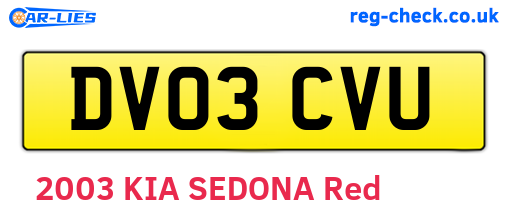 DV03CVU are the vehicle registration plates.