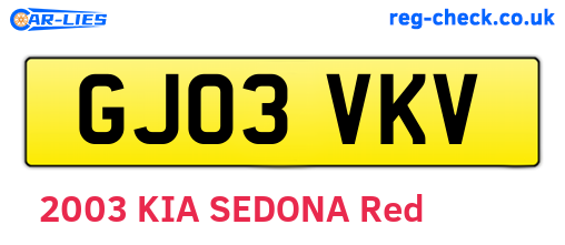 GJ03VKV are the vehicle registration plates.