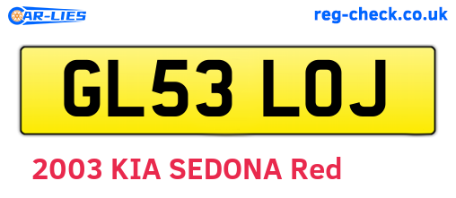 GL53LOJ are the vehicle registration plates.