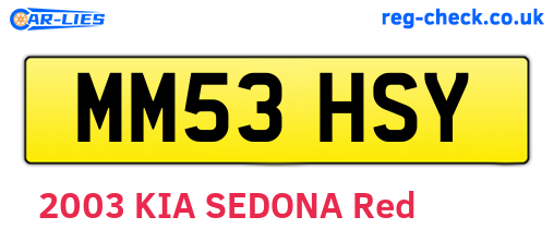 MM53HSY are the vehicle registration plates.