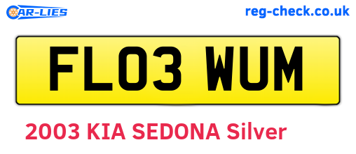 FL03WUM are the vehicle registration plates.
