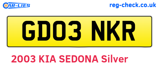GD03NKR are the vehicle registration plates.