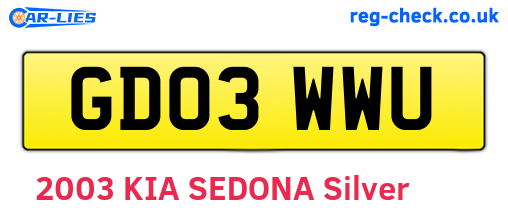GD03WWU are the vehicle registration plates.