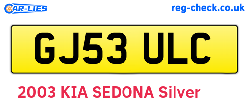 GJ53ULC are the vehicle registration plates.