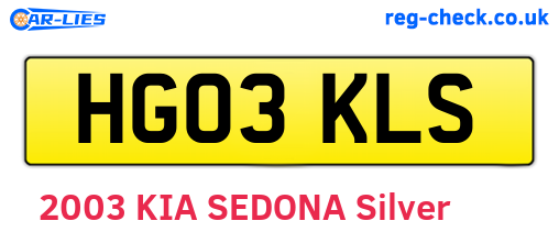 HG03KLS are the vehicle registration plates.