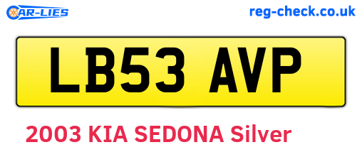 LB53AVP are the vehicle registration plates.