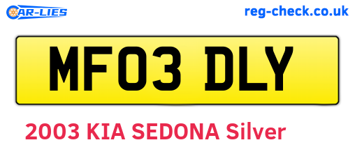 MF03DLY are the vehicle registration plates.