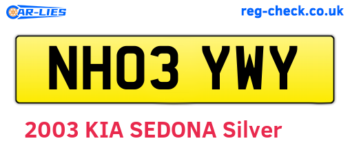 NH03YWY are the vehicle registration plates.