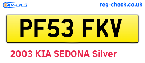 PF53FKV are the vehicle registration plates.