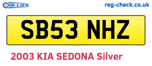 SB53NHZ are the vehicle registration plates.
