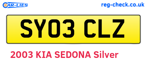 SY03CLZ are the vehicle registration plates.