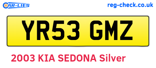 YR53GMZ are the vehicle registration plates.