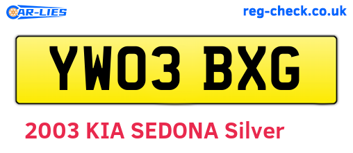 YW03BXG are the vehicle registration plates.