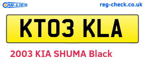 KT03KLA are the vehicle registration plates.