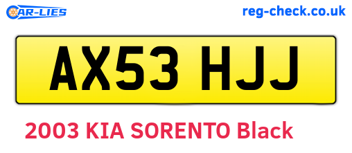 AX53HJJ are the vehicle registration plates.