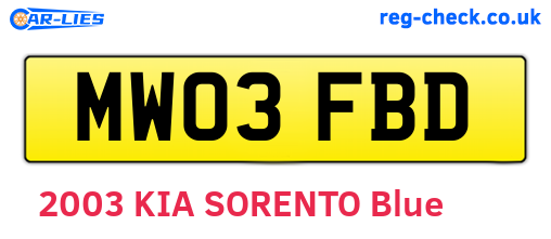 MW03FBD are the vehicle registration plates.