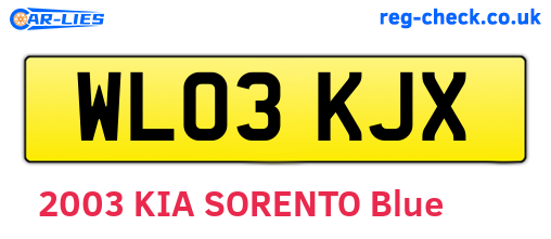 WL03KJX are the vehicle registration plates.