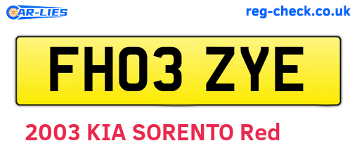 FH03ZYE are the vehicle registration plates.