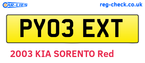 PY03EXT are the vehicle registration plates.