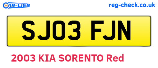 SJ03FJN are the vehicle registration plates.