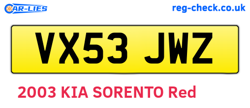 VX53JWZ are the vehicle registration plates.