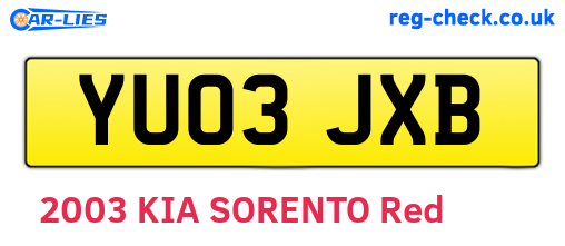 YU03JXB are the vehicle registration plates.