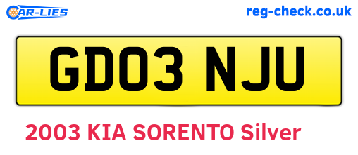 GD03NJU are the vehicle registration plates.