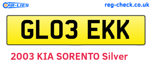 GL03EKK are the vehicle registration plates.
