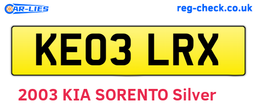 KE03LRX are the vehicle registration plates.