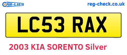 LC53RAX are the vehicle registration plates.