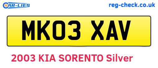 MK03XAV are the vehicle registration plates.