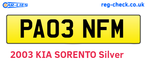 PA03NFM are the vehicle registration plates.