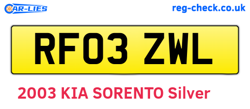 RF03ZWL are the vehicle registration plates.