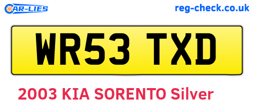 WR53TXD are the vehicle registration plates.