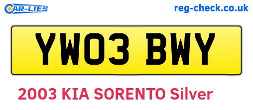 YW03BWY are the vehicle registration plates.