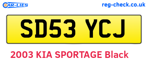 SD53YCJ are the vehicle registration plates.