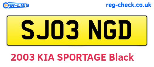 SJ03NGD are the vehicle registration plates.