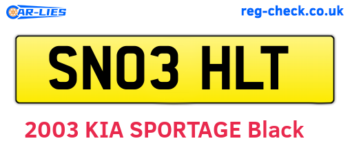 SN03HLT are the vehicle registration plates.