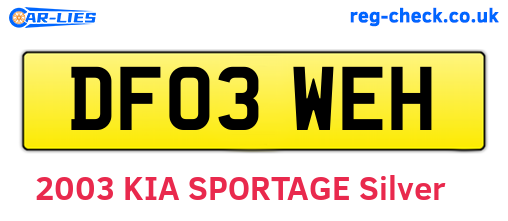 DF03WEH are the vehicle registration plates.