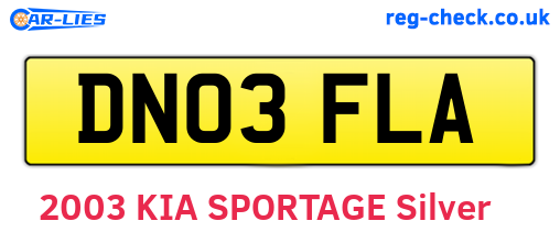 DN03FLA are the vehicle registration plates.