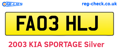 FA03HLJ are the vehicle registration plates.