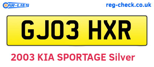 GJ03HXR are the vehicle registration plates.