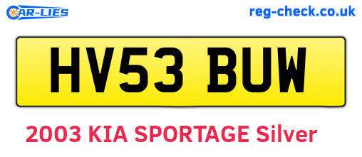 HV53BUW are the vehicle registration plates.