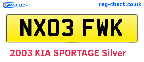 NX03FWK are the vehicle registration plates.