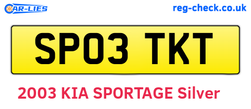 SP03TKT are the vehicle registration plates.