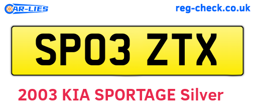 SP03ZTX are the vehicle registration plates.