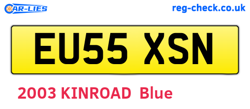 EU55XSN are the vehicle registration plates.