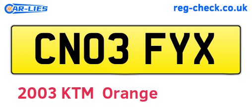 CN03FYX are the vehicle registration plates.