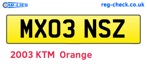 MX03NSZ are the vehicle registration plates.